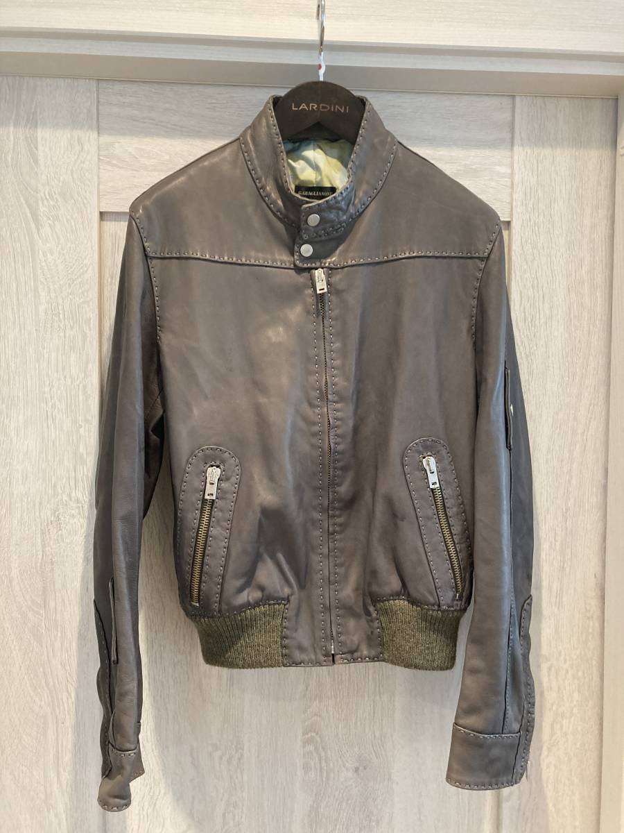 高価値セリー M メンズ カーキ グレー ブルゾン ジャケット ライダース