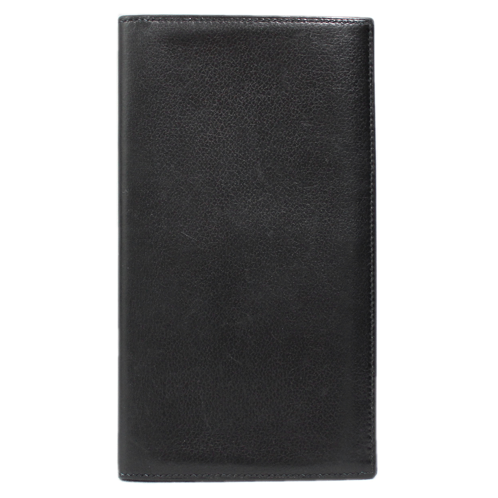 【ラッピング不可】  HERMES 財布 エルメス 二つ折り長財布 T-YJH05935 メンズ ブラック D刻印(2019年) カーフ・レザー 女性用財布