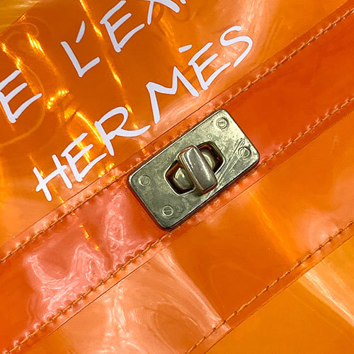 エルメス バッグ HERMES ビニールケリー ハンドバッグ ビニール クリア オレンジ ゴールド金具 レディース JJS02999_画像5