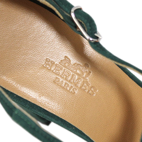  прекрасный товар Hermes обувь HERMESdo Bliss туфли-лодочки 35 примерно 22cm T ремешок зеленый 01475