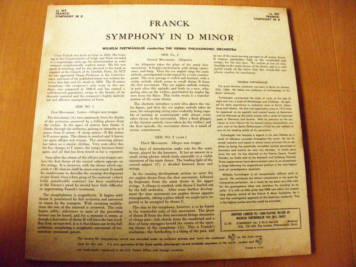 英ロンドン盤フルトヴェングラー ・ウィーンフィル(フランク 交響曲 )の名演奏、デッカの優秀録音でフルトヴェングラー盤として最高の水準_画像2