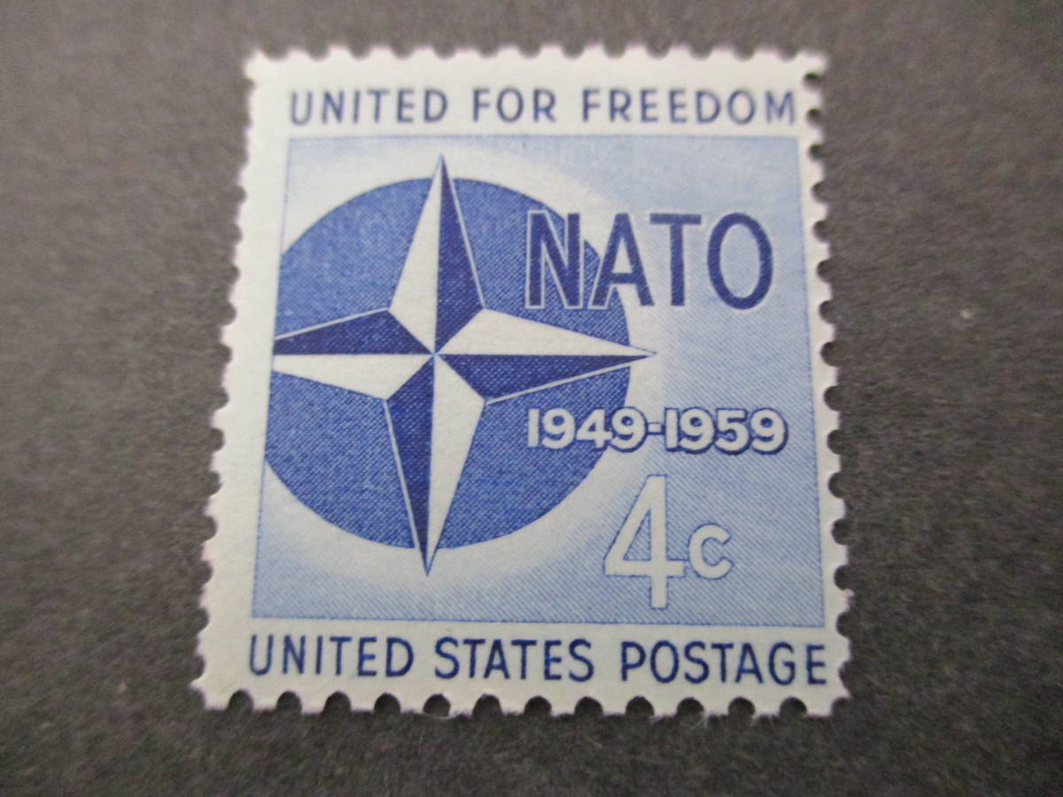 ★★★　アメリカ　1959年　【　NATO　(　北大西洋条約機構　)　10年　】　単片　未使用　NH　糊有　★★★_画像1