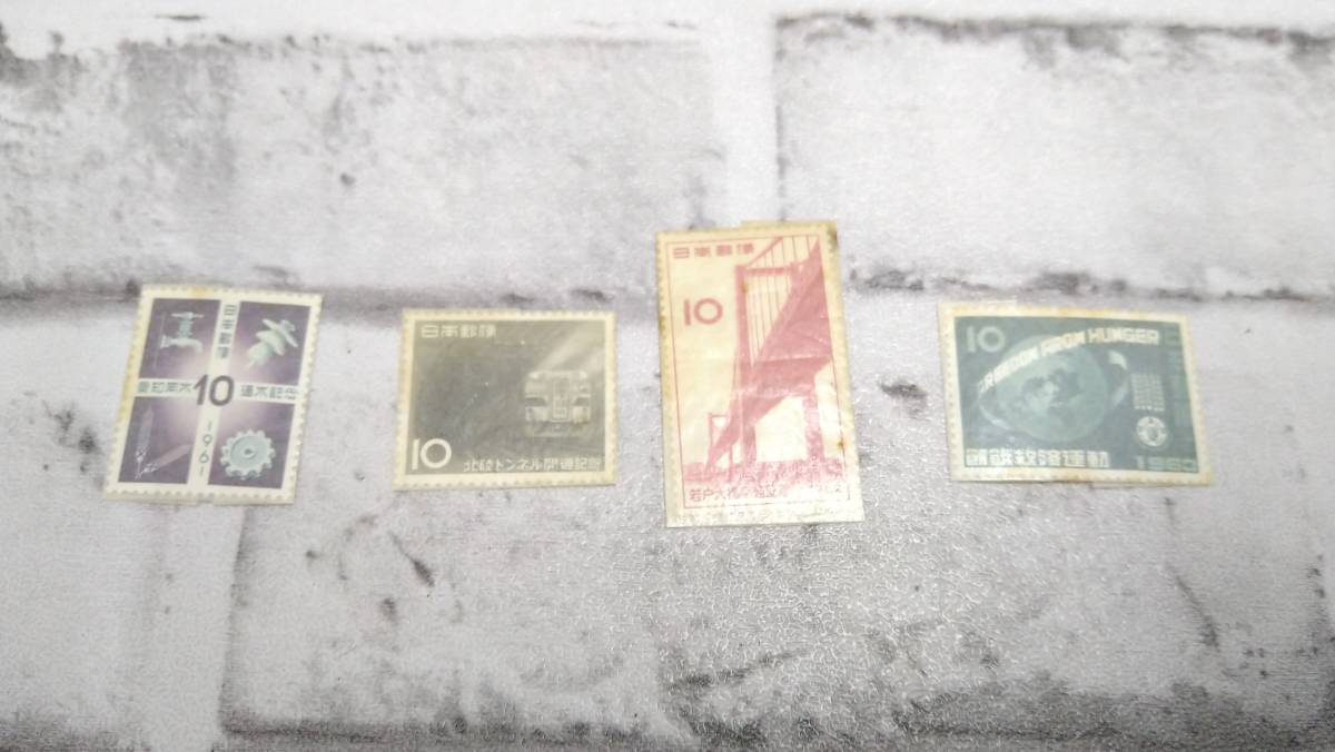 k734 【未使用】 日本 切手 1961-1963年発行記念・特殊切手 バラ 全4種4枚 昭和36-38年 額面合計40円 史料 コレクション 60サイズ発送_画像1