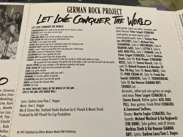 レア 日本盤シングル【CDシングル・CDS】91年　全英90位 「Let Love Conquer The World」German Rock Project_画像3
