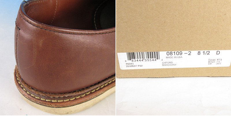 YF15197 REDWING レッドウィング ワーク オックスフォード モックトゥシューズ #8109 8.5D_画像10