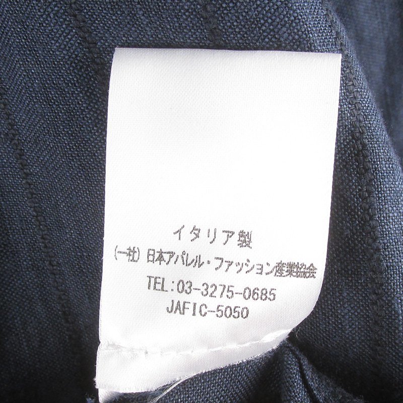 MAS7952 Massimo d'Augusto マッシモダウグスト POLO CAPRI リネン プルオーバー プリーツ スタンドカラー カプリシャツ M 美品_画像4