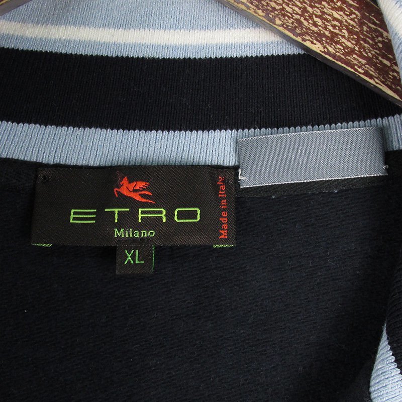 AW7828 ETRO エトロ ジップアップ スウェット イタリア製 ダークネイビー×ライトブルー XL_画像3