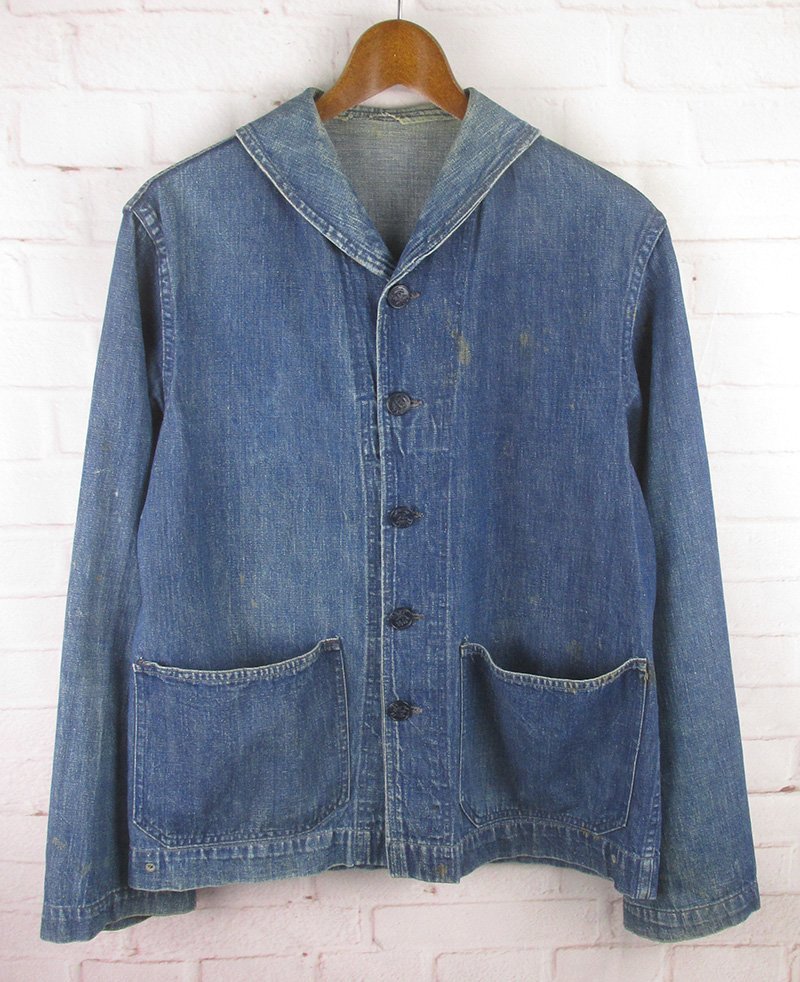 AJ22377 ビンテージ 1940´s 米軍実物 NAVY ショールカラー デニム