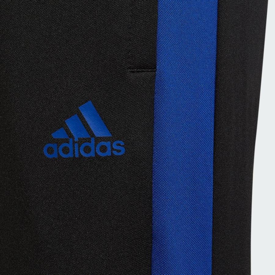 送料込み!! 新品 adidas アディダス 140 裾ジッパーで靴の脱着に便利!(アンクルジップ) 快適!ジャージパンツ ブラック黒/青 即決 ラスト1点_画像4