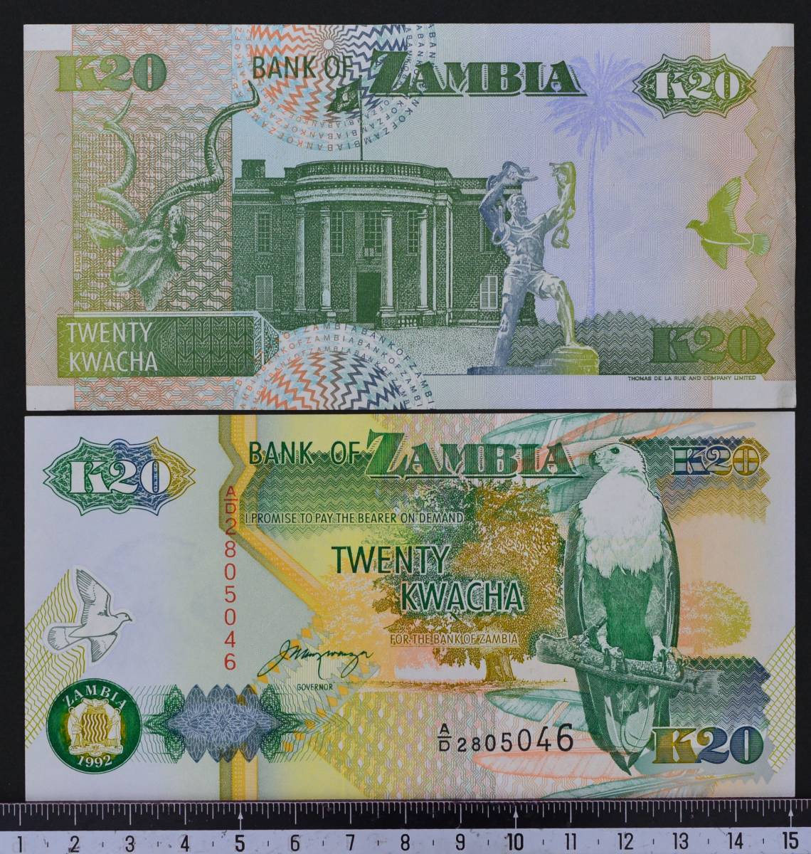 外国紙幣 ザンビア 1992年 未使用 20クワチャ_画像1