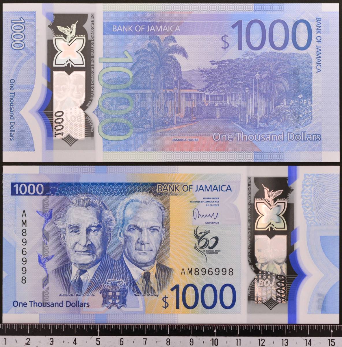 外国紙幣. ジャマイカ 2022年 未使用 1000ドル　ポリマー_画像1