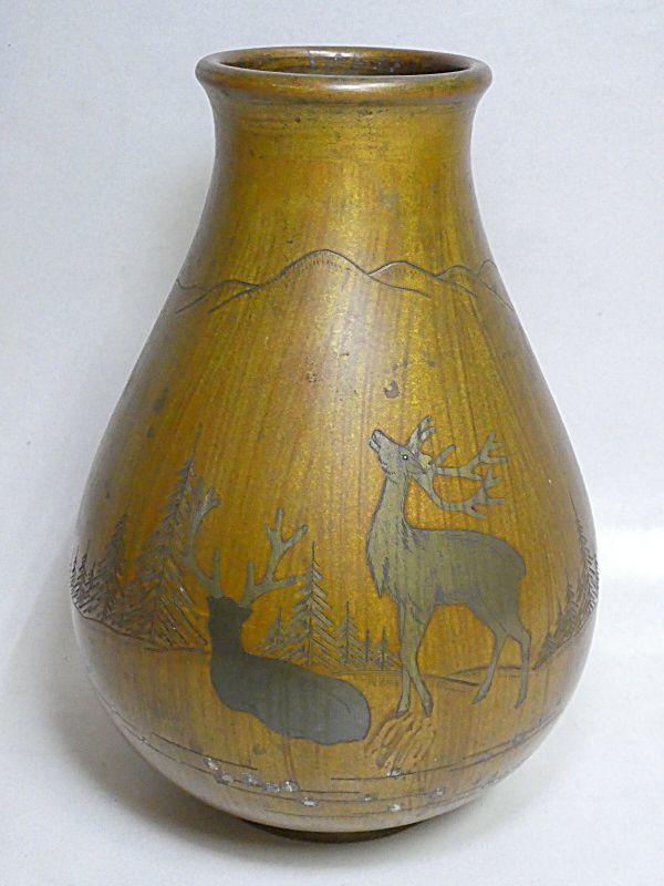 戦前　樺太庁　昭和5年国勢調査記念　花瓶　黄銅◆入手困難 貴重品