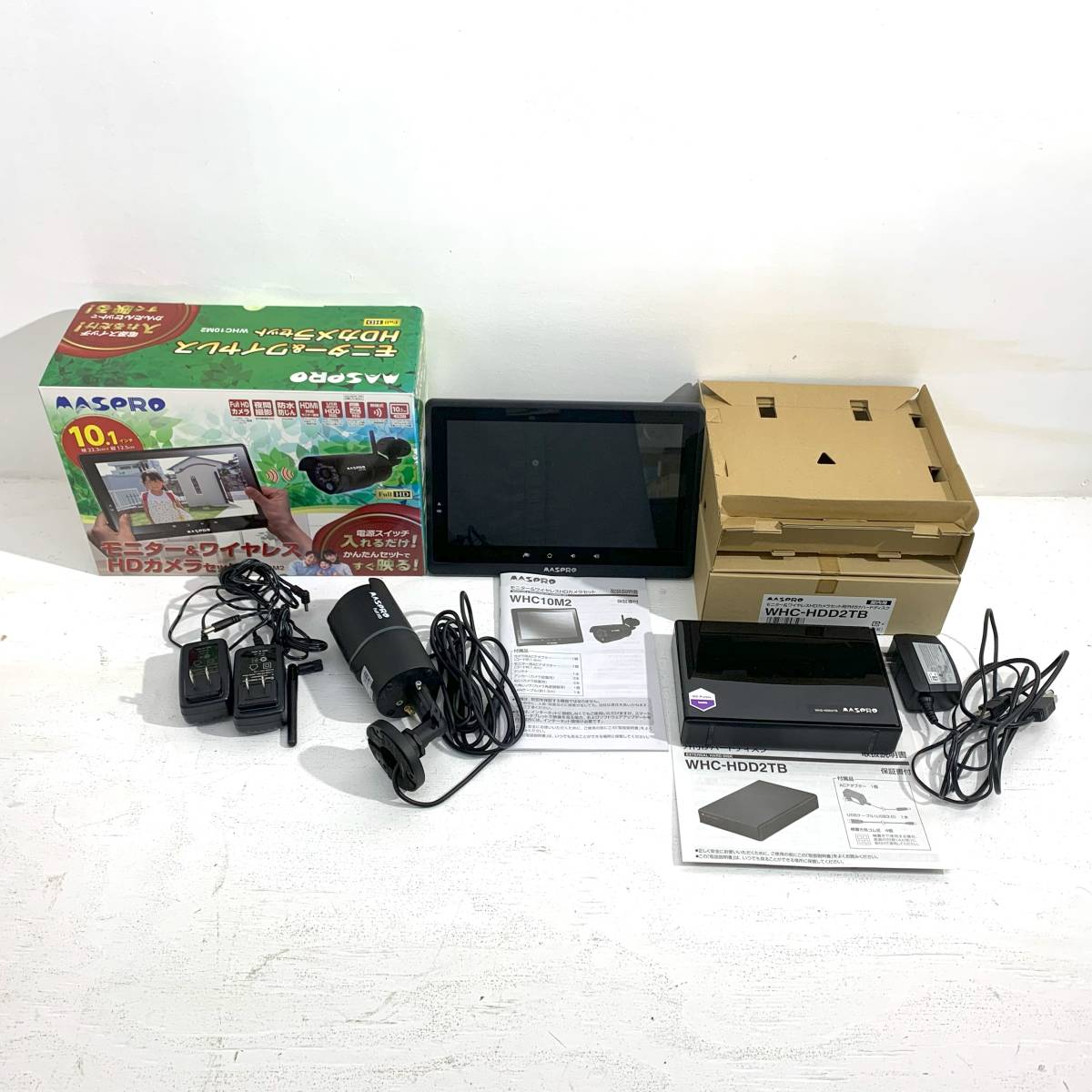 中古品/80】マスプロ電工 モニター 屋外用防犯カメラセット/ワイヤレス