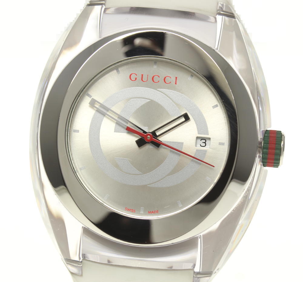 ほぼ新品●箱付き グッチ GUCCI SYNC YA137102 クォーツ 白 メンズ 腕時計 ホワイト