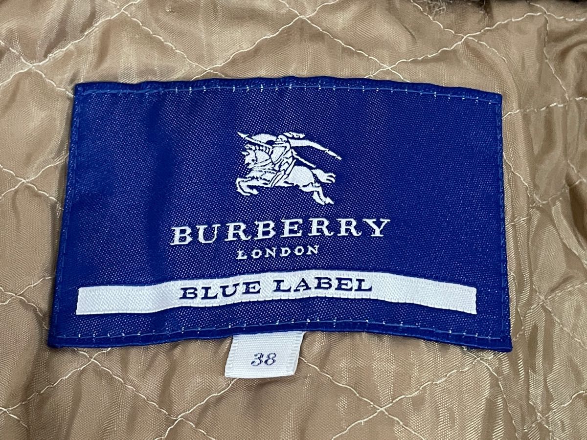 極美品 ■バーバリーBurberry London 中綿コート ジャケット フェイクファー ベルト 長袖 ベージュ 38サイズ