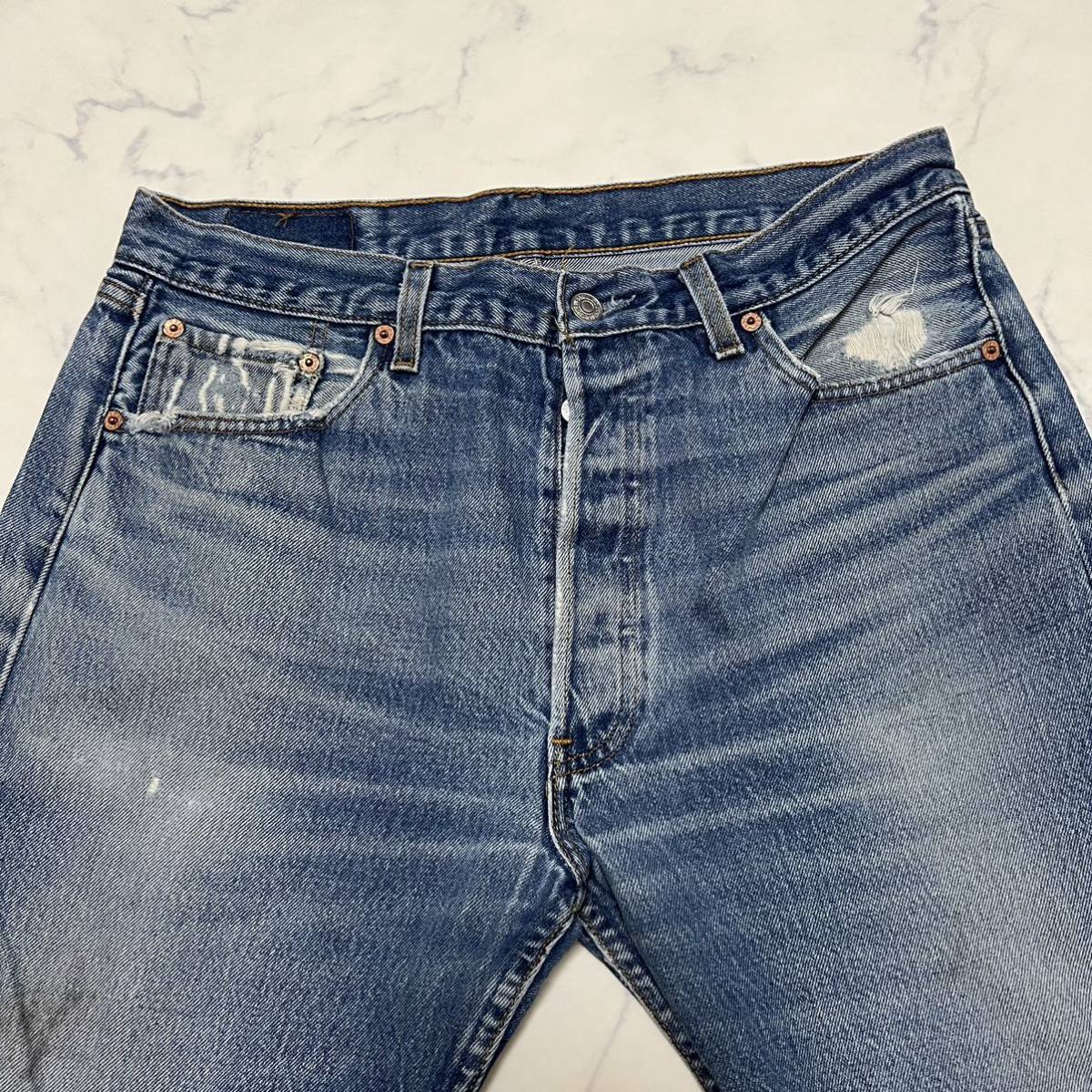 90s Levi's 501 鬼ヒゲ デニム ジーンズ-