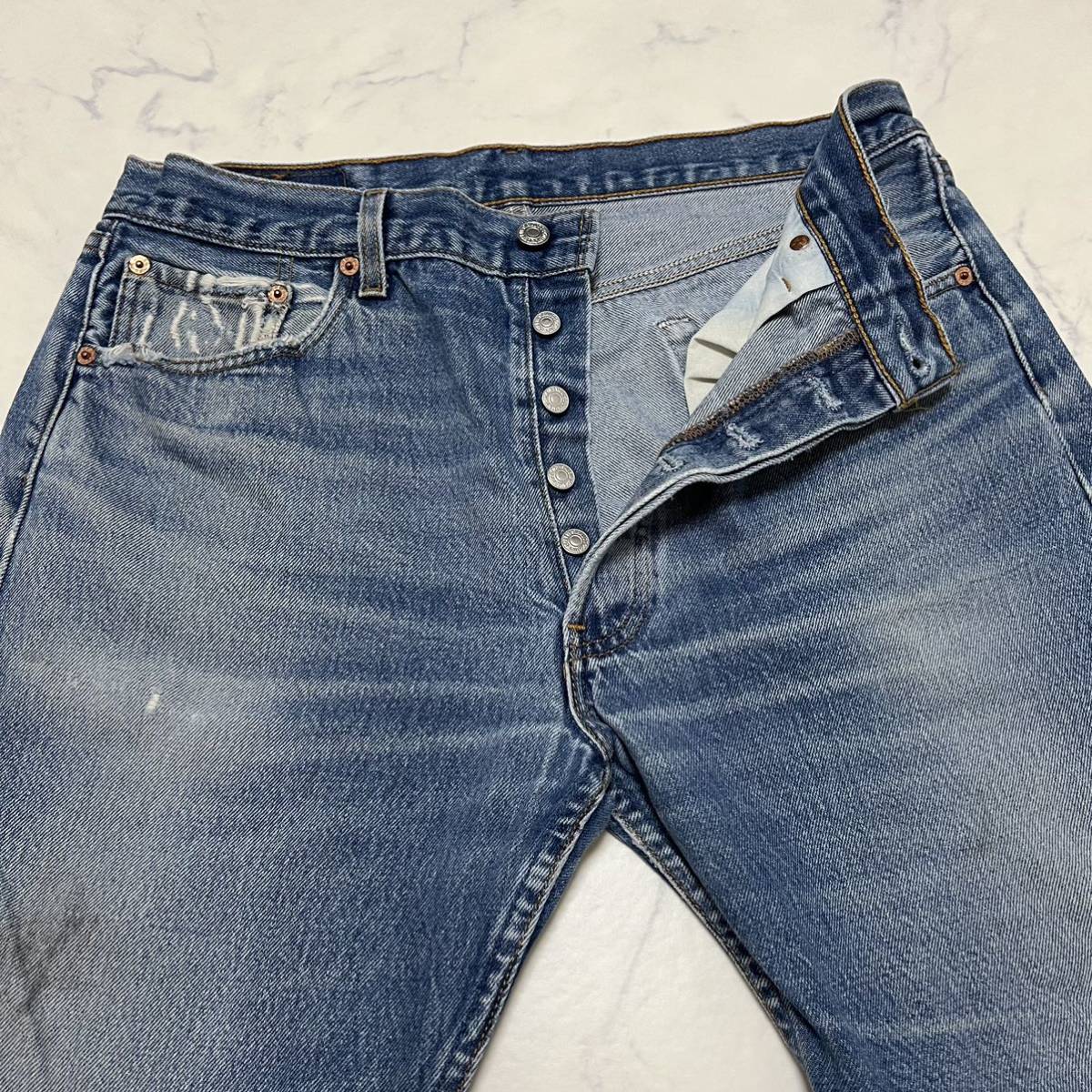 90s Levi's 501 鬼ヒゲ デニム ジーンズ-