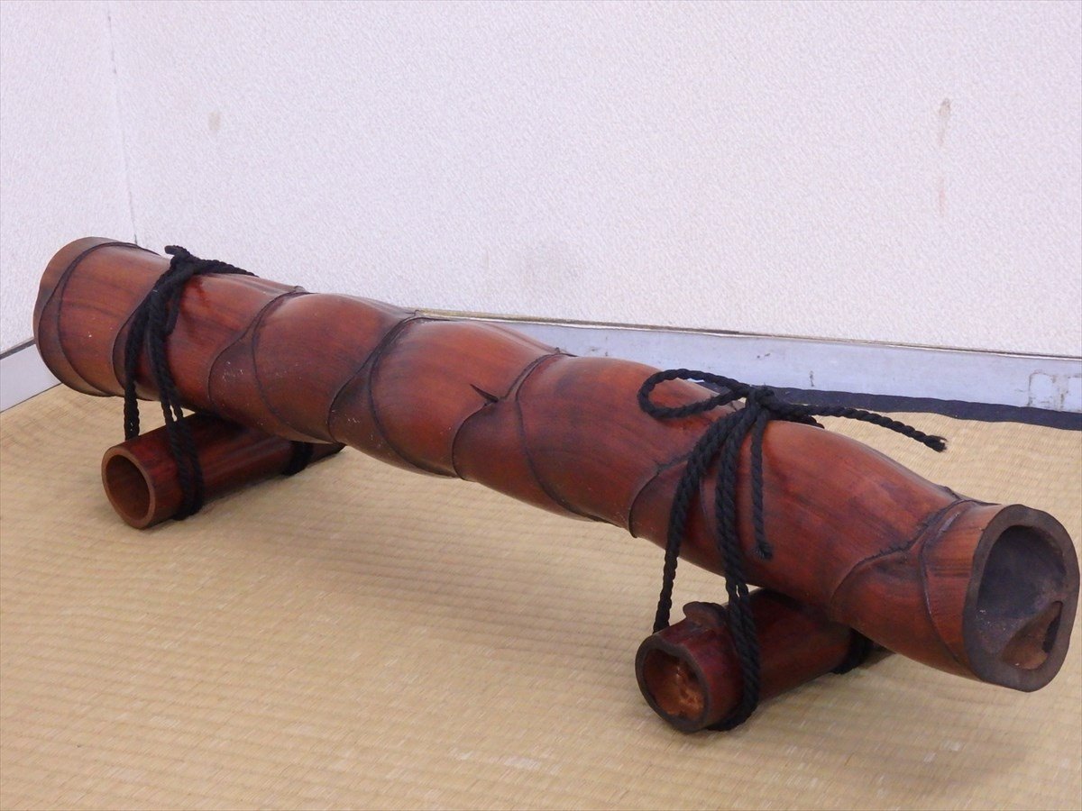 ★亀甲竹【煤竹 シュロ組結界　紙箱入り】状態良好！　長さ80cm　奥行17.5cm　高さ17cm　茶道具 茶器