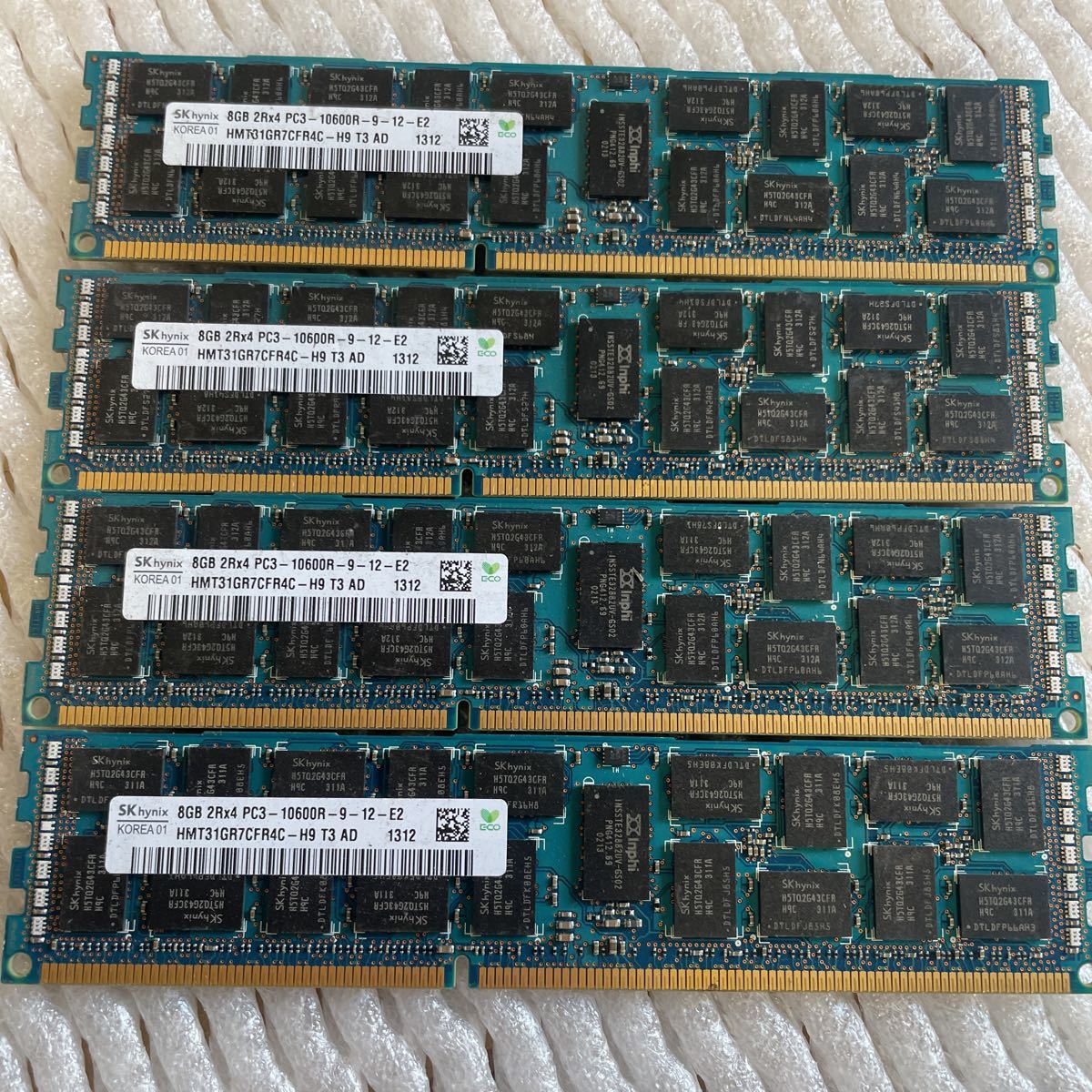 （9009）中古 8GB 2Rx4 PC3-10600R-09-12 DDR3 ４枚セット メモリ 計32GBサーバー用_画像1