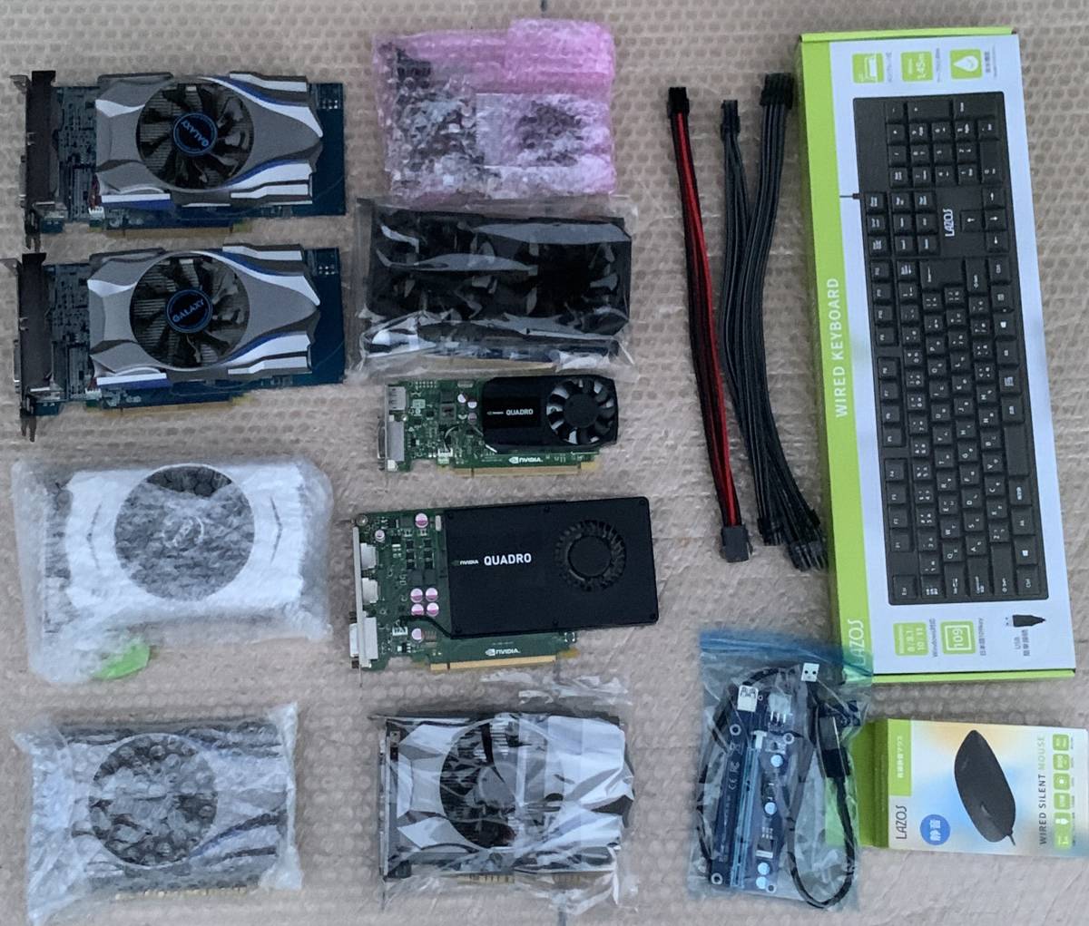 【中古】グラフィックボード 9台 + 周辺機器等 / GTX950 GTX760 GTX750 1GB 2台 GTX650 2台 GT635 Quadro K2000 K620 PCIE延長ケーブル