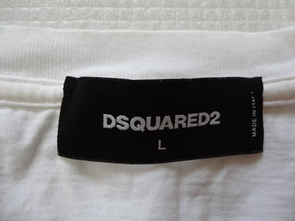 (574)DSQUARED2 ディースクエアード Tシャツ Vネック イラスト_画像4