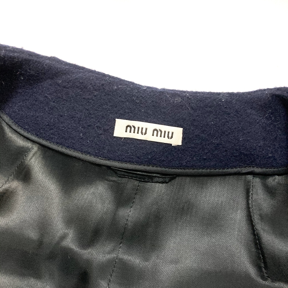 ミュウミュウ【MIUMIU】 ダッフルコート レディース サイズ38 ネイビー 紺 アウター ウール 中古_画像5