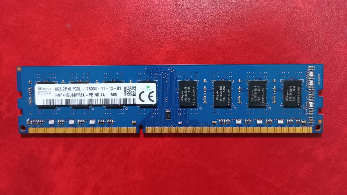 MN20-1【動作品】SK hynix DDR3L-1600 8GB×1枚【送料無料】PC3L-12800 デスクトップPC用 non-ECC Unbuffered HMT41GU6BFR8A-PB_画像1