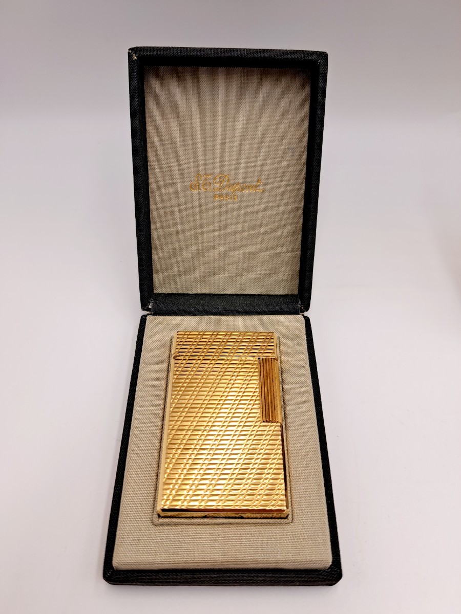 美品】 Dupont デュポン ガスライター ゴールドカラー 火花確認 着火