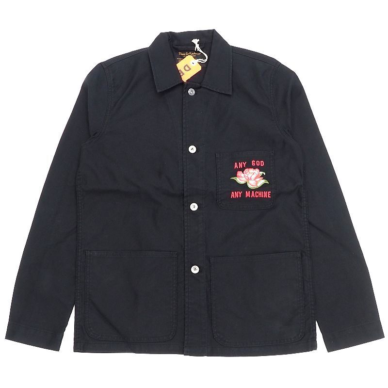 J04136 新品 DEUS EX MACHINA/刺繍 オーバーシャツ ジャケット 【サイズ：S】 ブラック P-41 OVRESHIRT デウスエクスマキナ_画像1