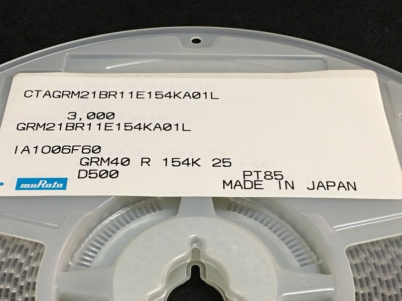 チップ積セラ　GRM21BR11E154KA01L　2125サイズ　R特性　25VDC　0.15μF　3000pcs/reel_画像1