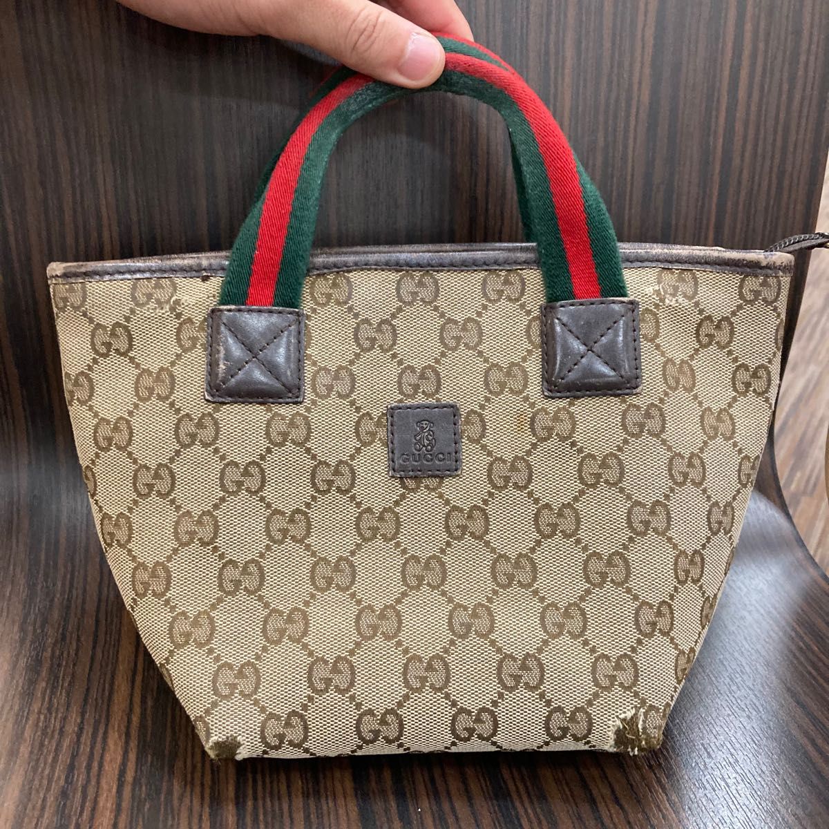 GUCCI グッチ GGキャンバス シェリーライン トートバッグ ハンドバッグ