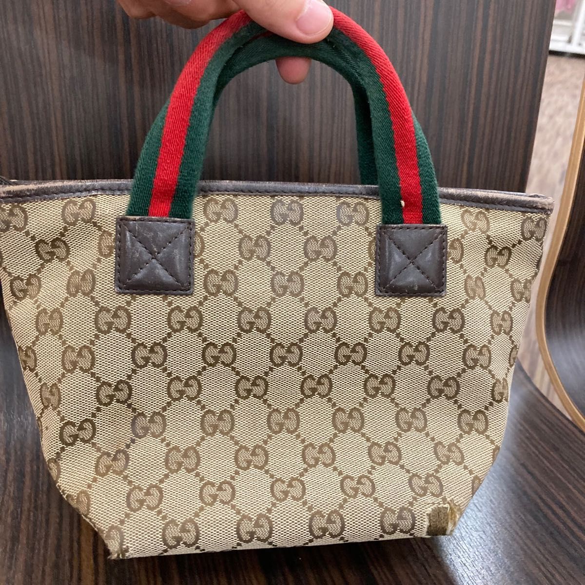 GUCCI グッチ GGキャンバス シェリーライン トートバッグ ハンドバッグ