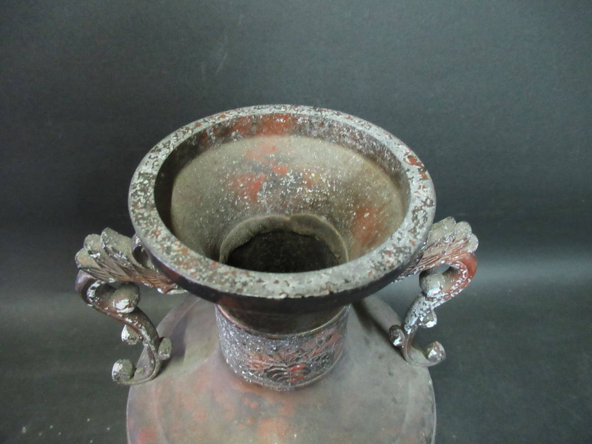 【広吉堂】　アンティーク　花器　　花瓶　銅器　青銅　合金　時代物_画像2