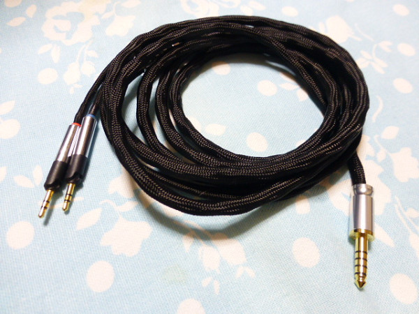 audio-technica ATH R70X 用ケーブル ロック機構付 MOGAMI 2944 八芯 ブレイド編 4.4mm5極 高品質ver 300cm かなり長め 黒布スリーブ