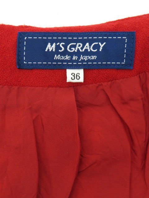 MS GRACY　エムズグレイシー　ニットツイードスカート　36　レッドXオフホワイト　EA-917553　ツイード　中古A1　AP-102139_画像7