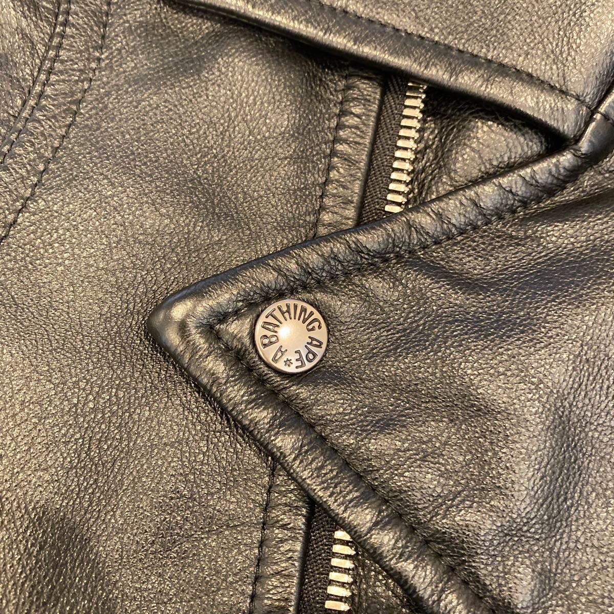 エイプ 革ジャン ダブルライダース ライダースジャケット BAPE サイズm アベイシングエイプ