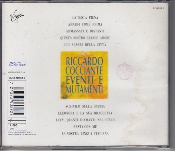 RICCARDO COCCIANTE / EVENTI E MUTAMENTI（輸入盤CD）の画像2