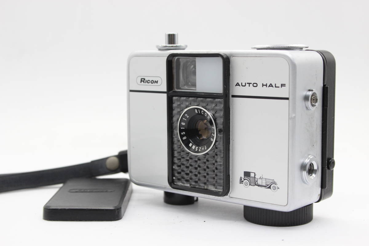【返品保証】【珍しい車の絵付き】 リコー Ricoh Auto Half E 25mm F2.8 コンパクトカメラ s2953