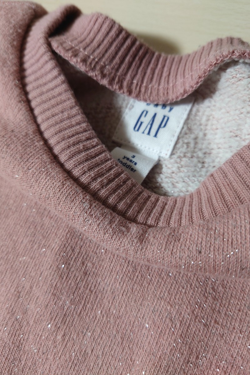 babyGAP ベビーギャップ 裏起毛ワンピース チュニック 100cm 3years 切替素材ワンピース 春トップス_画像4