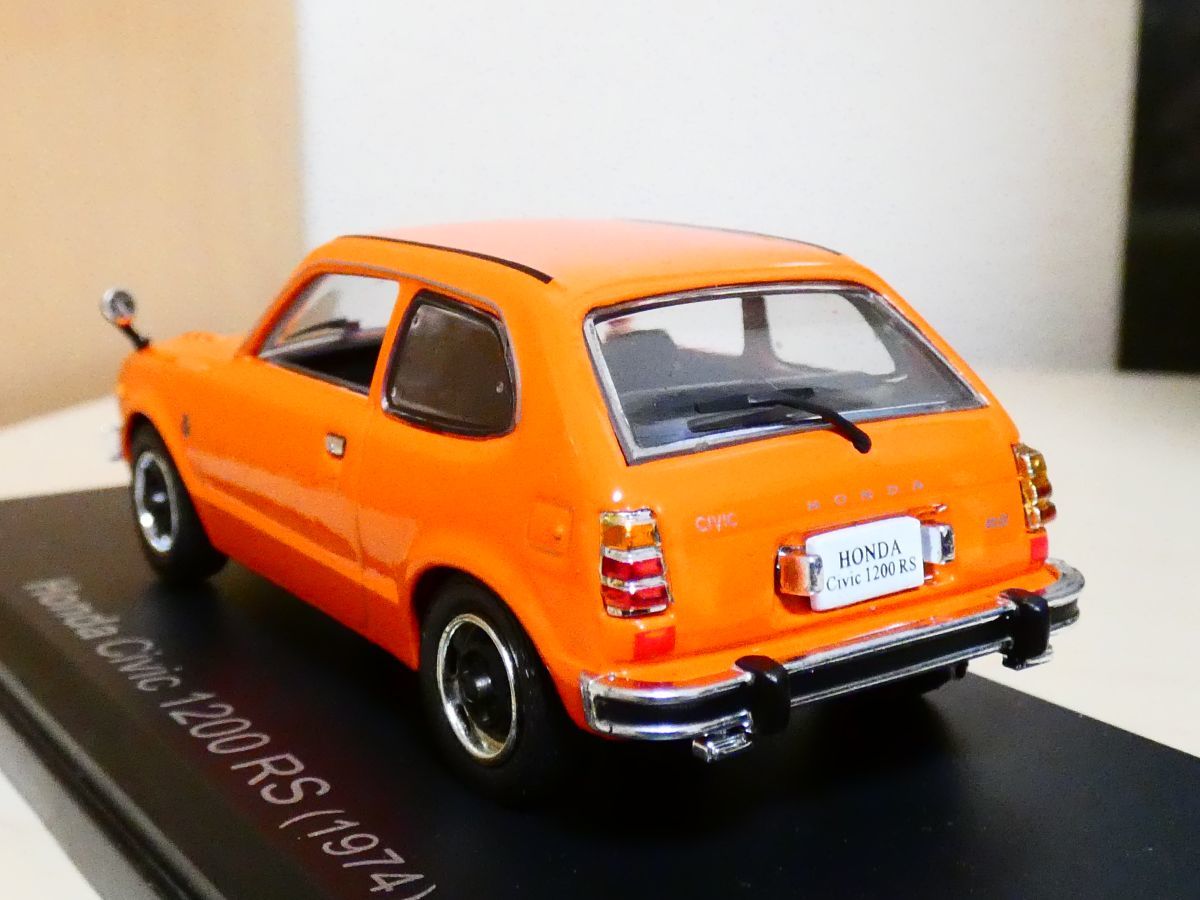 国産名車 コレクション A 1/43 ホンダ シビック 1200RS 1974 オレンジ ② アシェット 旧車 クラシックカー ミニカー_画像2