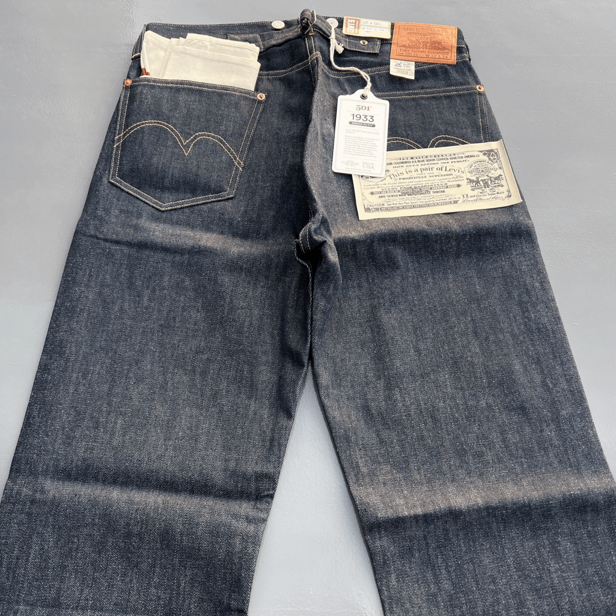  американский производства NRA с биркой 1933 год модели LEVI'S 501XX 33501-0048 W32 L34 rigid не мытье белый дуб America USA производства Denim брюки 30s 33