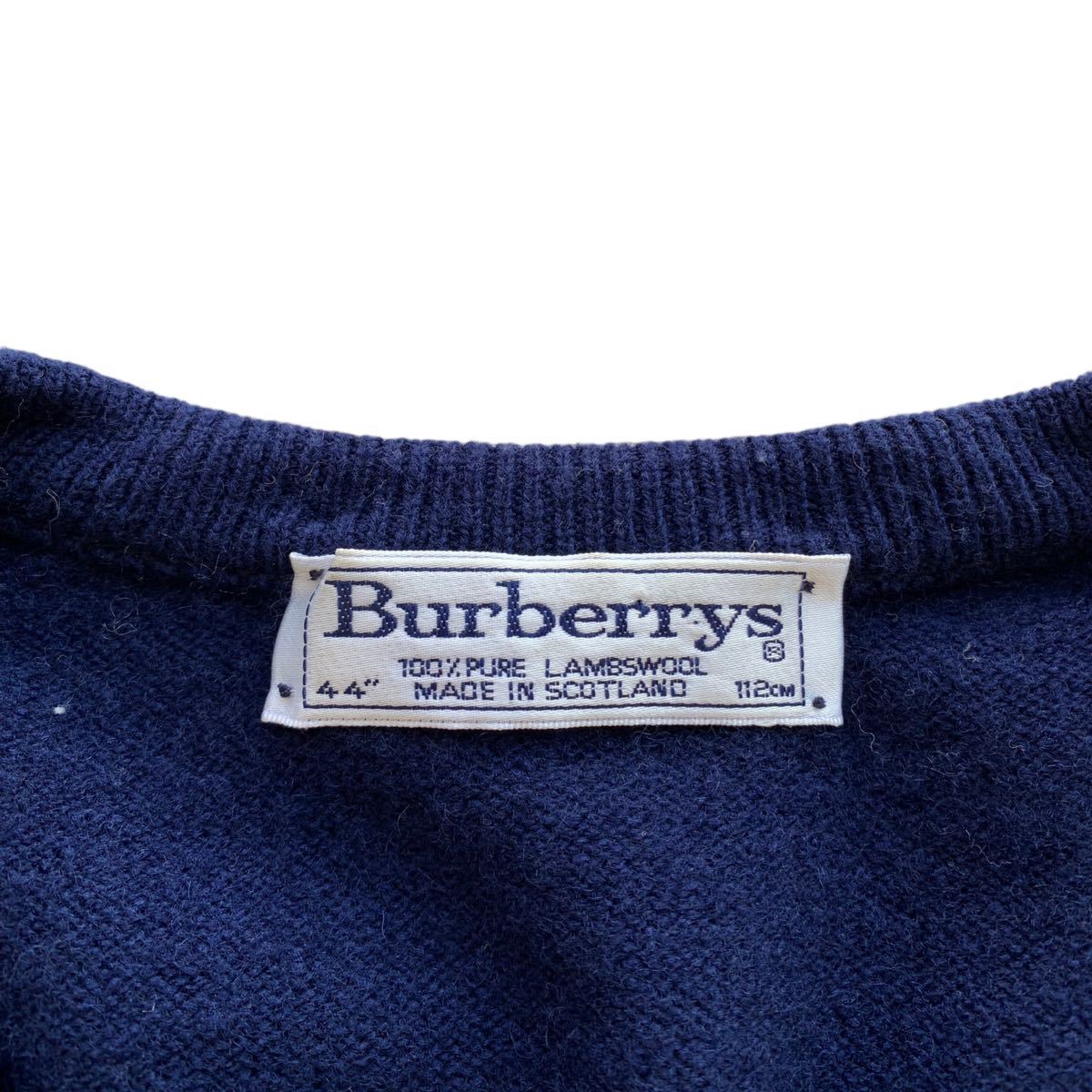 80's 90's スコットランド製 Burberry's ラムウール Vネックニット