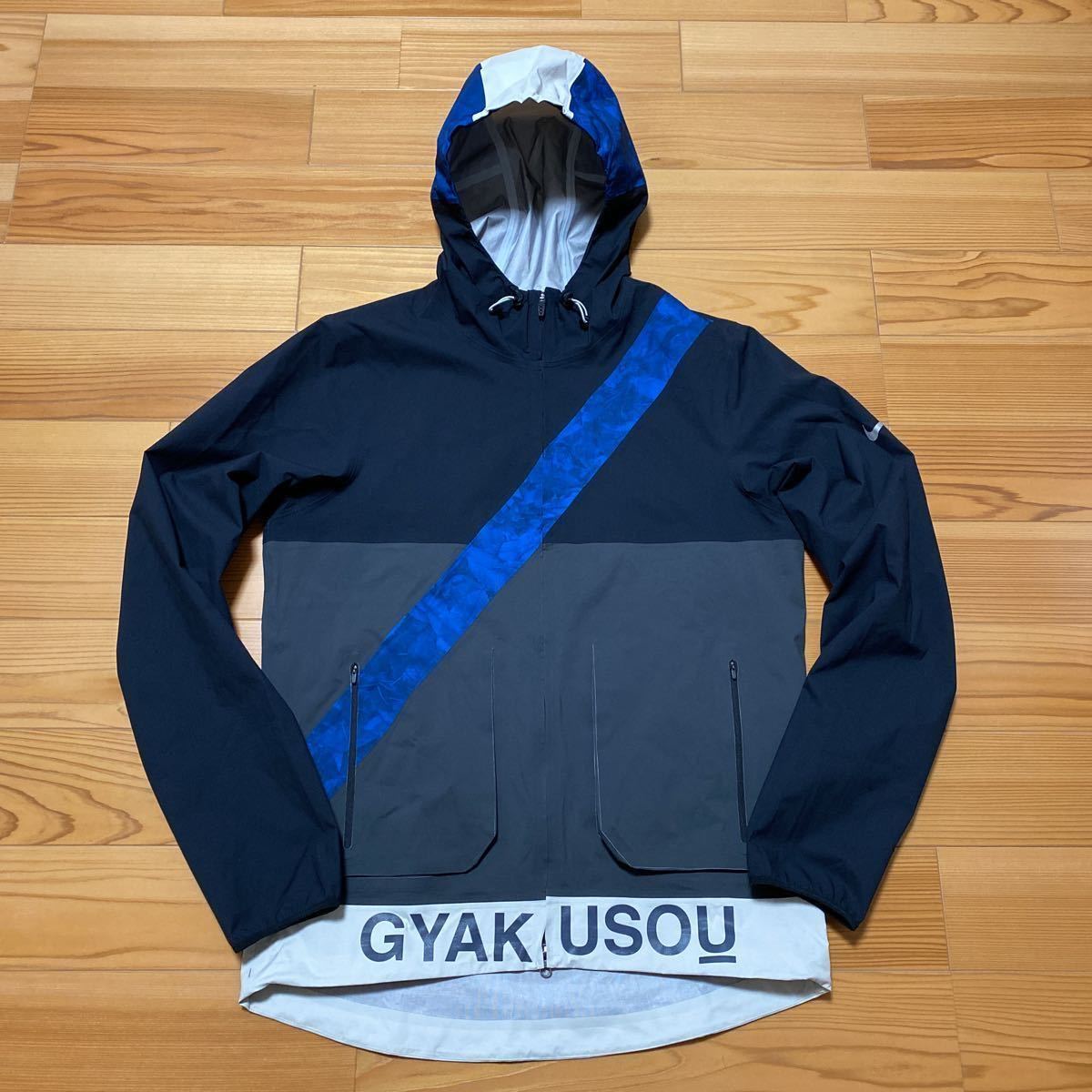 美品! NIKE gyakusou ランニングジャケット M/ undercover コラボ 別注 ナイロンジャケット パーカー マラソン 枯葉 カモ柄_画像3