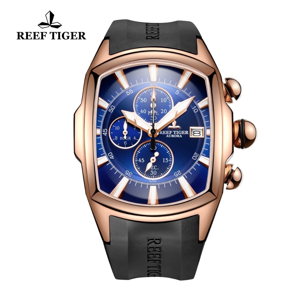 Reef Tiger メンズ・ピンクゴールド・クロノグラフ・防止・クオーツ腕時計x656911888