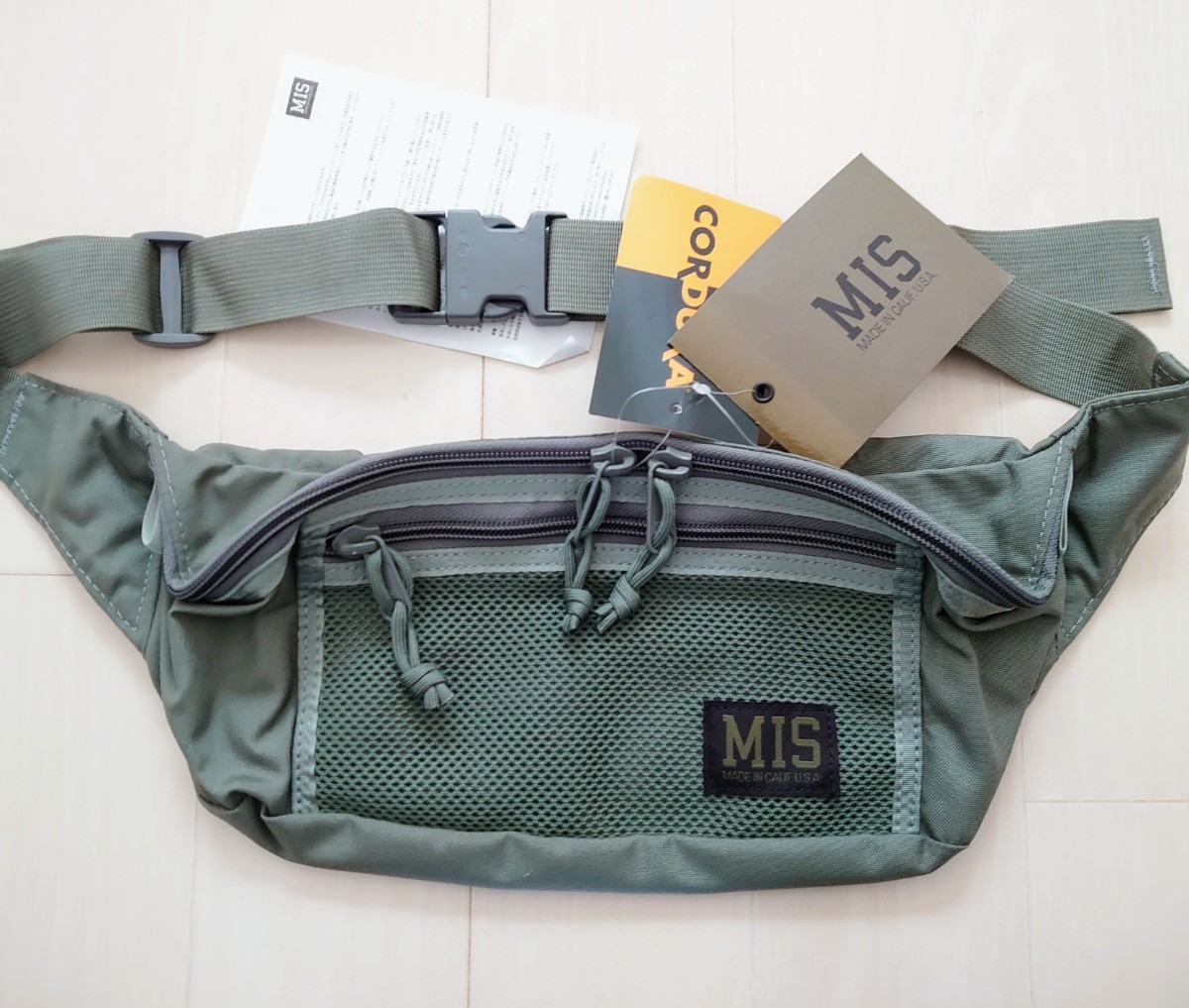 新品タグ付き★MIS MESH WAIST BAG エムアイエス メッシュ ウエストバッグ ボディバッグ 高耐久コーデュラナイロン フォリアージュ USA製_画像4