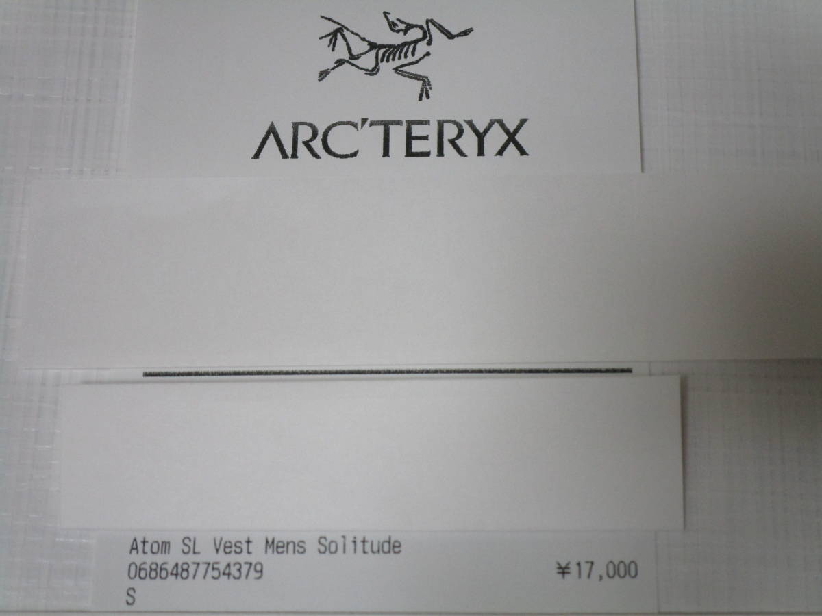 新品未使用 ARC'TERYX アークテリクス アトム SL ベスト メンズ S