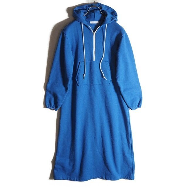 M2041z1　▼TEN テン × RON HERMAN ロンハーマン▼　Sweat Zip Hoodie Dress フレア スウェットワンピース ブルー XS / パーカー 秋冬