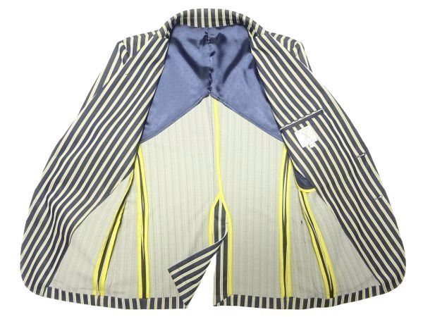 * хорошая вещь!da мех ob цент George * полоса рисунок 2B tailored jacket M/ school жакет золотой кнопка темно-синий блейзер DUFFERmoz костюм MODS