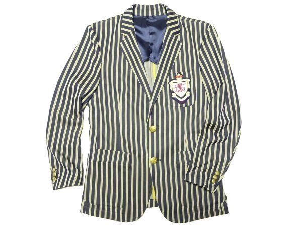 * хорошая вещь!da мех ob цент George * полоса рисунок 2B tailored jacket M/ school жакет золотой кнопка темно-синий блейзер DUFFERmoz костюм MODS