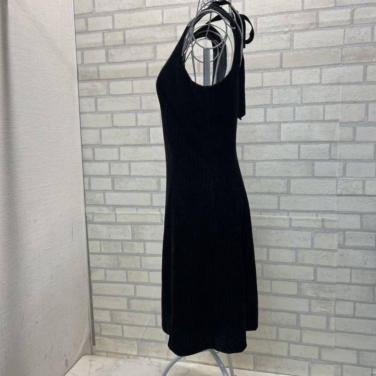日本製 private lable ワンピース 黒 ブラック レディース ノースリーブ ドレス ベロア プライベートレーベル M /PV29_画像2